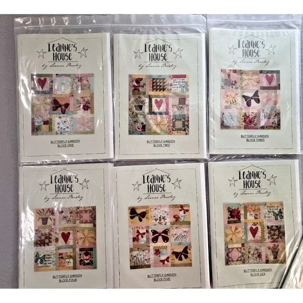 Butterfly Garden Quilt Patterns Lot of 10 Leanne's House COMPLETE SET Beasley